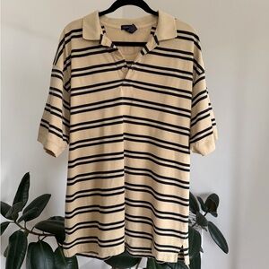Gant Tan and Black Striped Polo Shirt